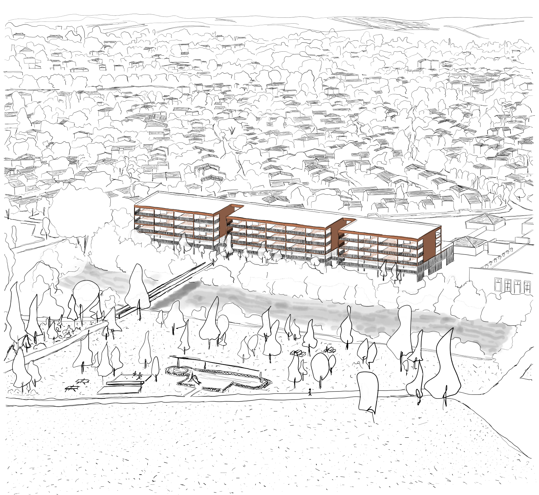 Vue d’ensemble du projet de logements implanté sur le parking existant à Castanet-Tolosan.